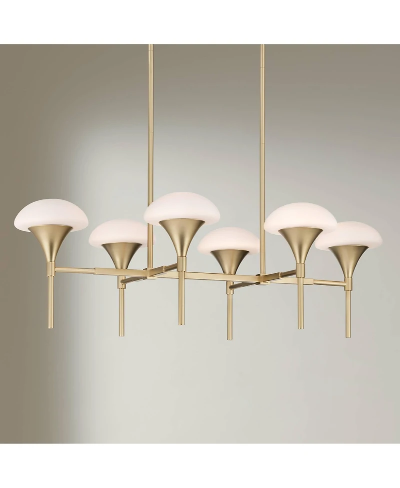 Possini Euro Design Davinos Wide Satin Gold 6-Light Linear Pendant Light