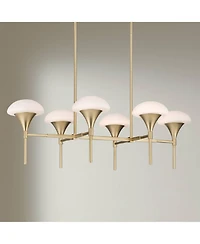 Possini Euro Design Davinos Wide Satin Gold 6-Light Linear Pendant Light