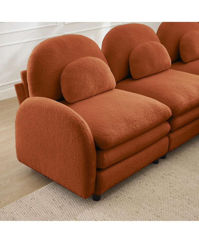 Streamdale Furniture Teddy Fabric 4-Seat Modular Cloud Sofa with 2 Ottomans