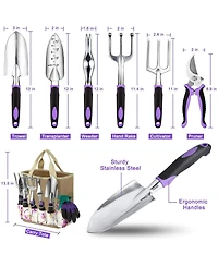 Xdovet Garden Tools Set Stainless Steel Kit With Tote Bag Rubber Handle Gift For Women Beginners Succulent Home