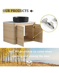 Sillysis Inch Wall Mounted Bathroom Vanity with Ceramic Vessel Sink