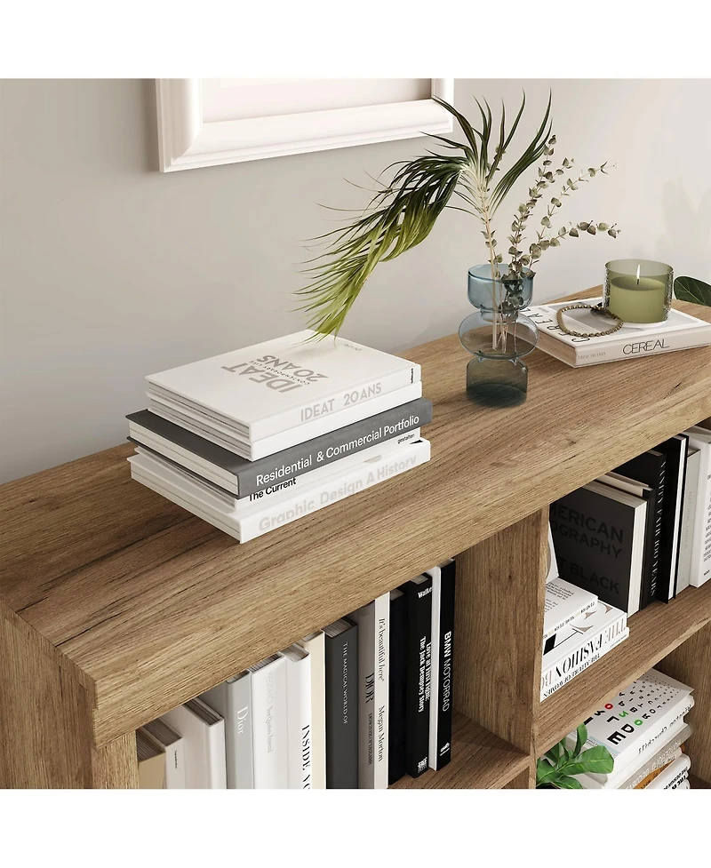 homfan 6-Cube Wooden Bookshelf for Office and Home, Modern Bookcase with Anti-Tip Design, Open Display Storage Shelves, Sturdy Organizer
