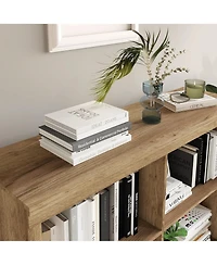 homfan 6-Cube Wooden Bookshelf for Office and Home, Modern Bookcase with Anti-Tip Design, Open Display Storage Shelves, Sturdy Organizer