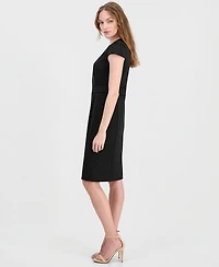 Anne Klein Women's Trim Seam Detail Crewneck Sheath Dress