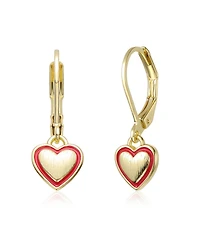 GiGiGirl Charming 14K Gold Plated Red Enamel Heart Dangle Earrings