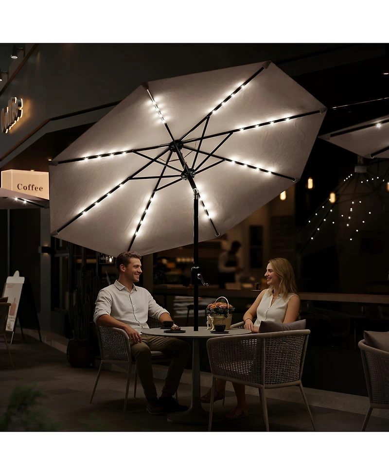 homfan 9Feet Outdoor Patio Market Umbrella, Tilt And Crank, 8 Sturdy Ribs, Waterproof Uv-Resistant Shade For Pool, Deck, Backyard