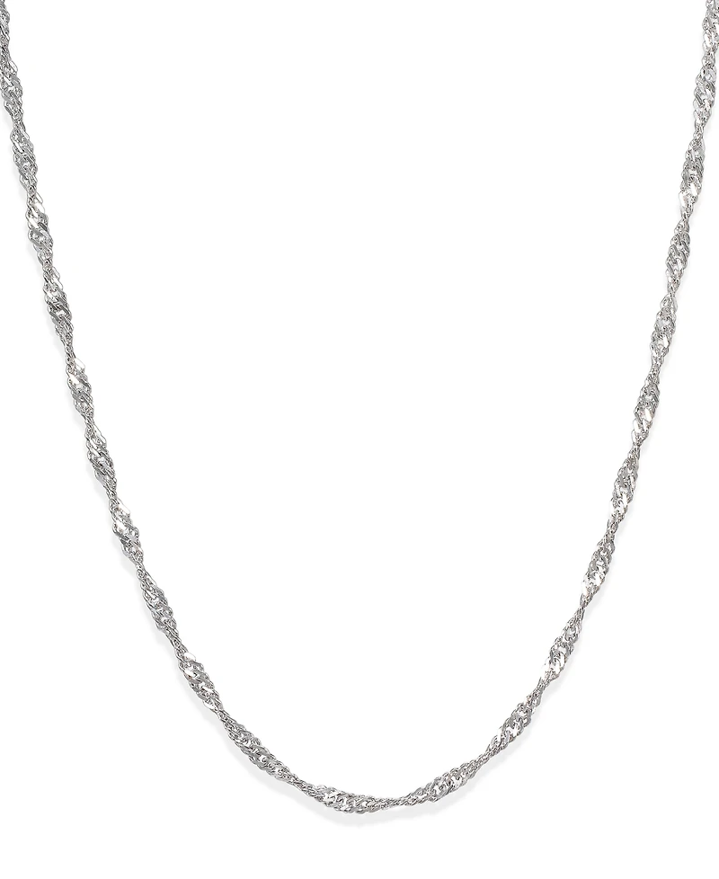 14k White Gold Necklace (1-1/6mm), Adjustable 16-20" Singapore Chain