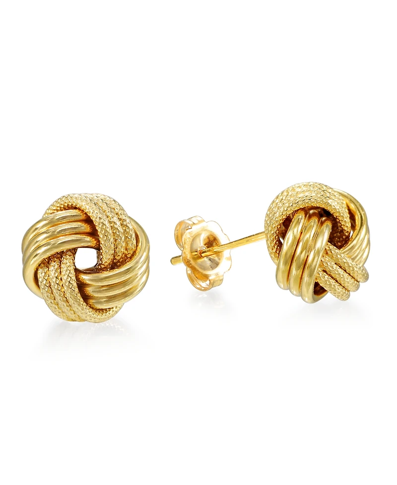 Italian Gold Love Knot Polished & Textured Stud Earrings in 14k Gold