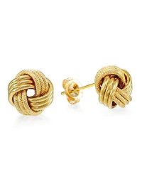 Italian Gold Love Knot Polished & Textured Stud Earrings in 14k Gold