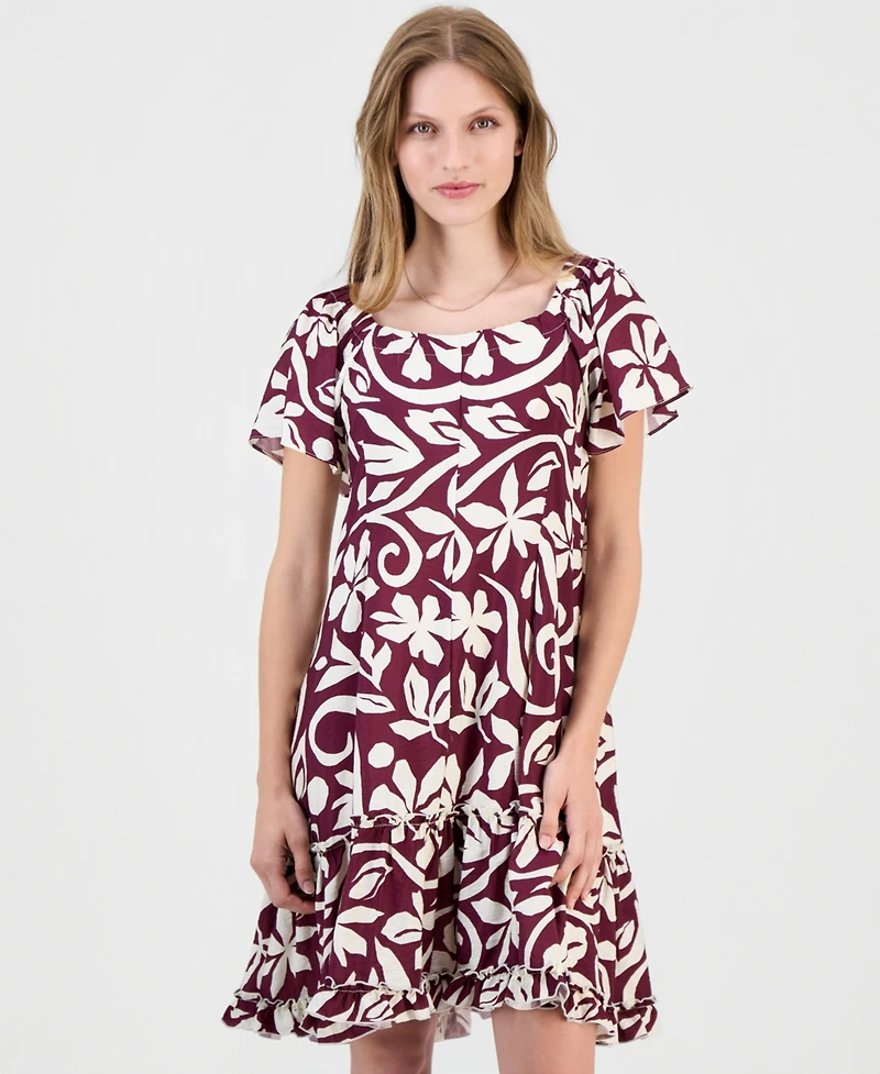 Robbie Bee Women's On-Off Shoulder Flutter-Sleeve Dress