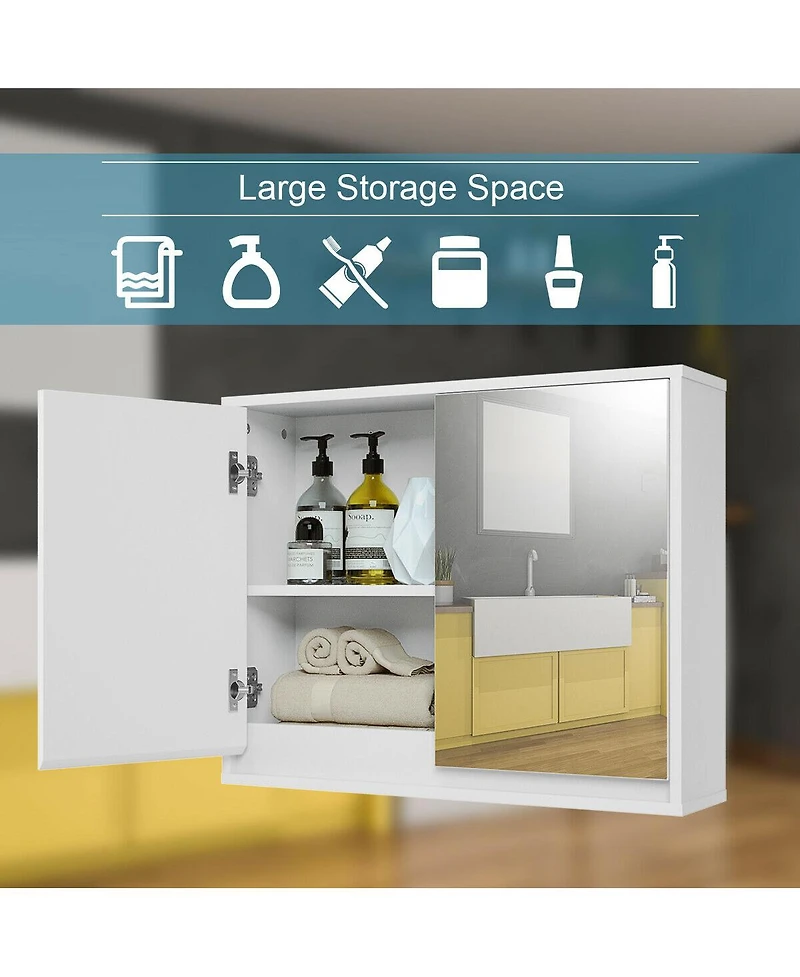 Volenca 2-Door Wall-Mounted Mirrored Medicine Cabinet, 22-in W