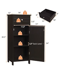 Volenca Slim Bathroom Cabinet with Drawer and Adjustable Shelf, 34-in H