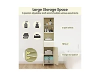 Volenca 67-in Tall Narrow Bathroom Cabinet with Fluted Door and Drawer