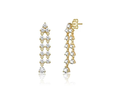 Rachel Glauber Elegant 14K Gold Plated Cz Chandelier Drop Earrings