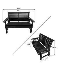 Mega Casa Hdpe All-Weather Outdoor Bench, Heavy-Duty Garden Patio Park Bench with Supportive Backrest for Porch and Backyard