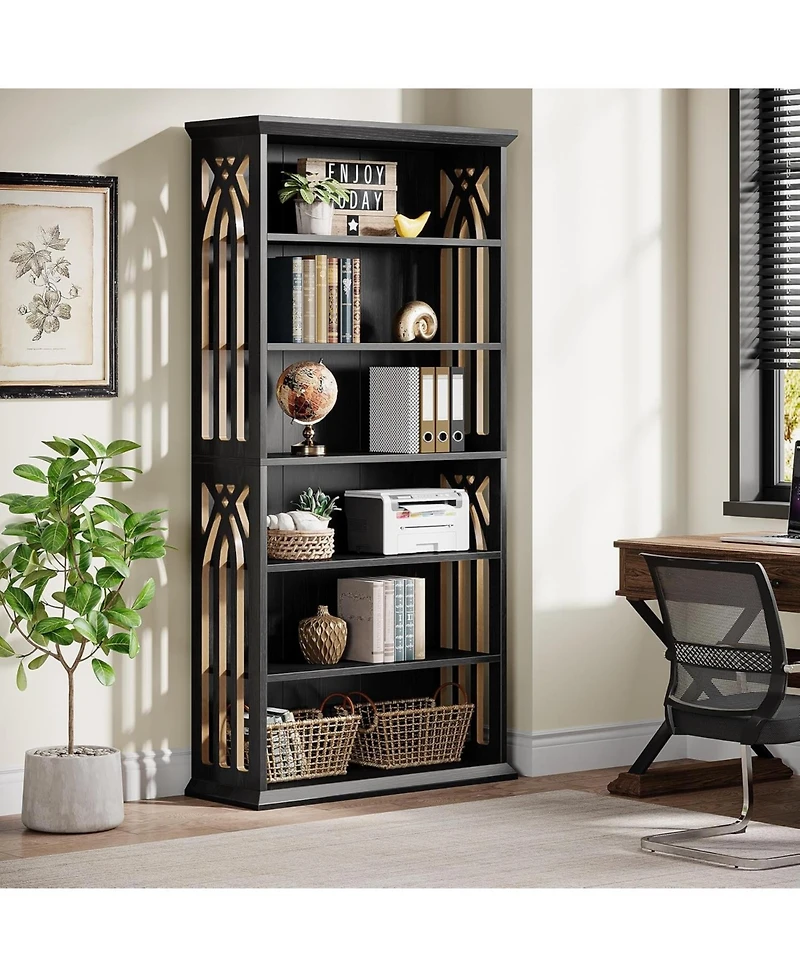 Tribesigns 6-Tier Bookshelf Set of 2, 75-Inch Tall Bookcase, Large Bookshelves and Bookcases Freestanding Display Shelves, Wood Book Shelf for Living