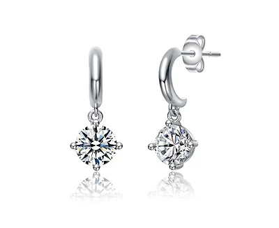 Rachel Glauber Dainty Gold Plated Cubic Zirconia Dangle Earrings
