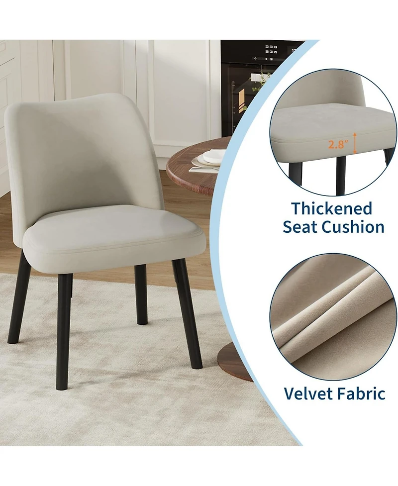 gaomon Dining Chair Set of 2, Upholstered Fabric Dining Room Chairs with Curved Backrest, Metal Frame, Modern Kitchen Chairs for Living Room, Bedroom