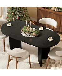 Tribesigns 63" Oval Farmhouse Dining Table for 4-6