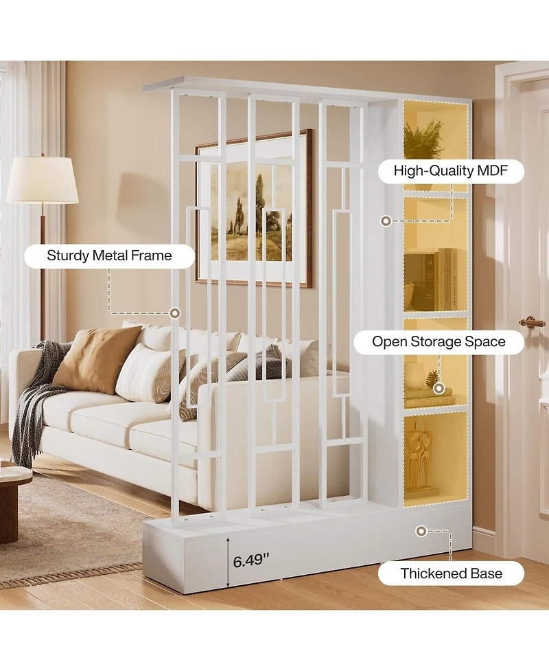 Tribesigns Wall Room Divider with Display Shelves, 70.9" Modern Freestanding Room Divider Screen with Sturdy Base, Wall Partition