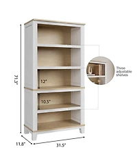 gaomon Modern Farmhouse 5-Tier Wooden Bookcase – 71" Tall Bookshelf with Adjustable Shelves, Sturdy Wood Frame and Legs, Large Sturdy Display Shelf