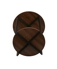 Household Essentials Jamestown Round End Table with Storage Shelf