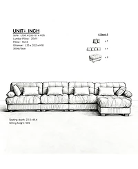 Clihome Modular Sectional Sofa Cloud Couch, L Shaped Sectional Couches for Living Room, Deep Seat Modular Couch with Round Armrests 6 Pillows