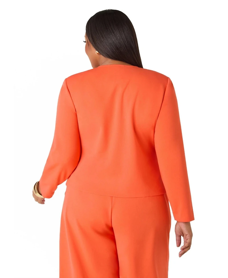 Ashley Stewart Women's Button Detailed Crepe Jacket
