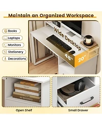 Slickblue Modern Computer Desk with Power Outlets and File Drawer