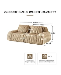 Maison Boucle 82'' Modern Flannelette Modular Loveseat Sofa, Deep Seat, 2 Seater