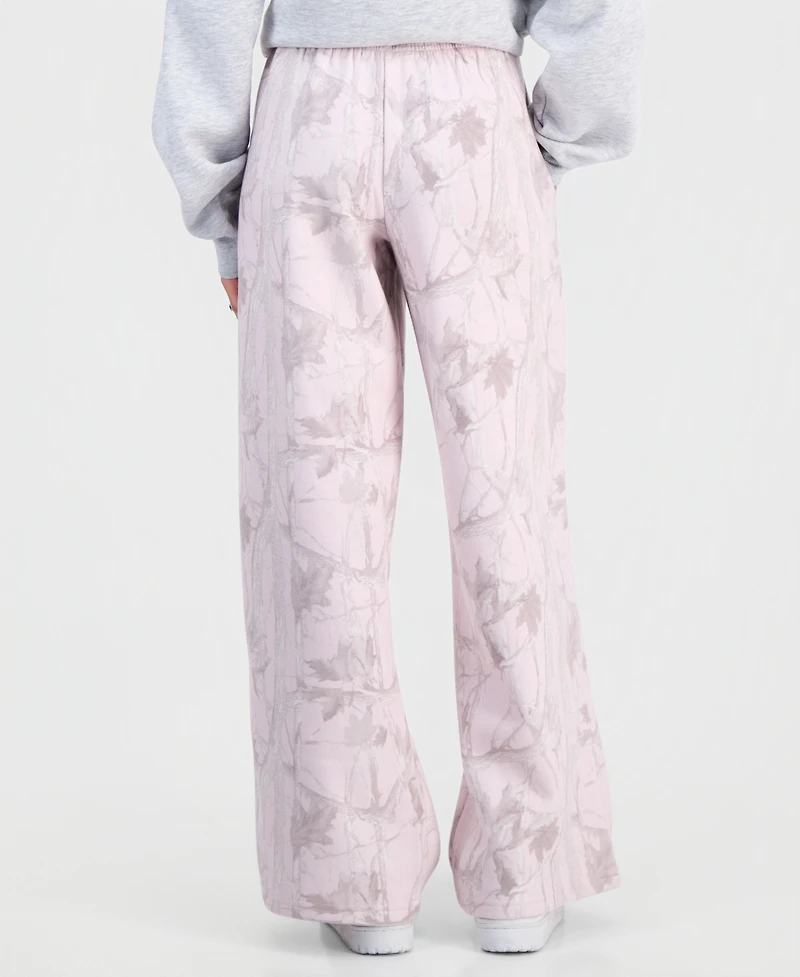 Almost Famous Juniors' Woodland Camo-Print Wide-Leg Sweatpants