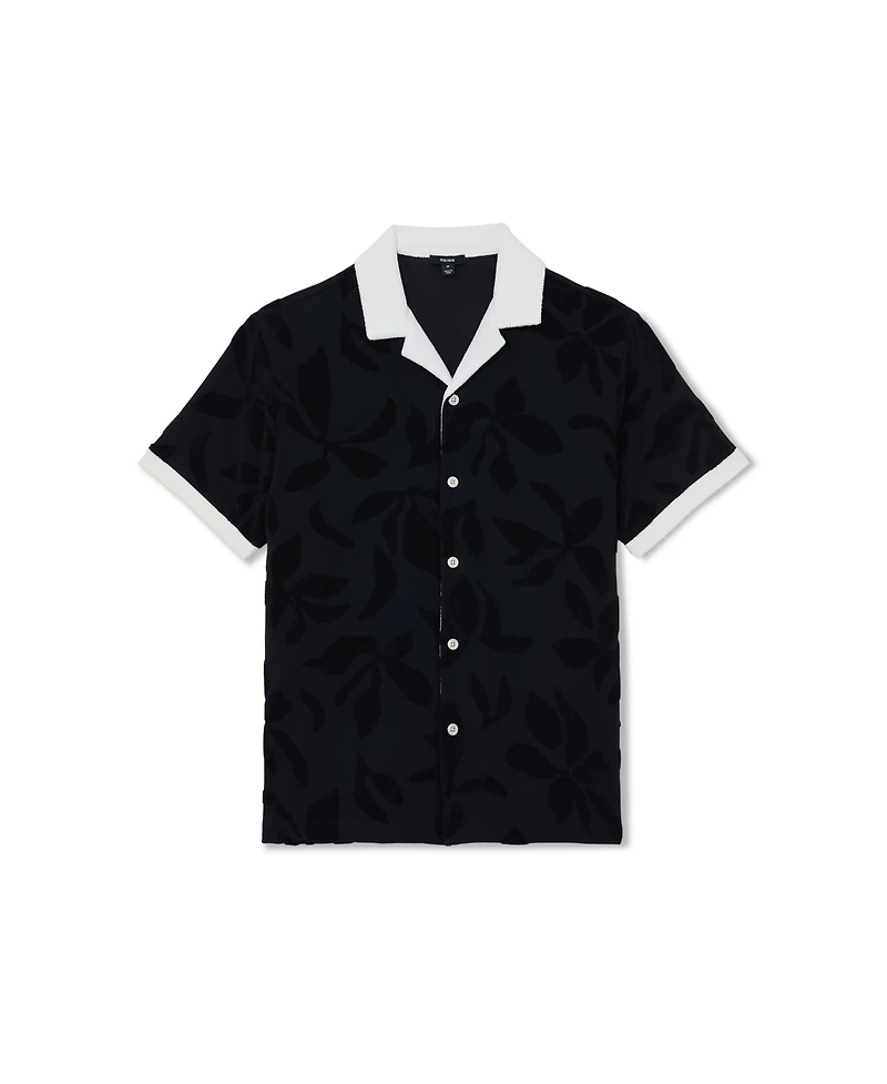Reiss Men's Zuma Towelling Jacquard Cuban Shirt