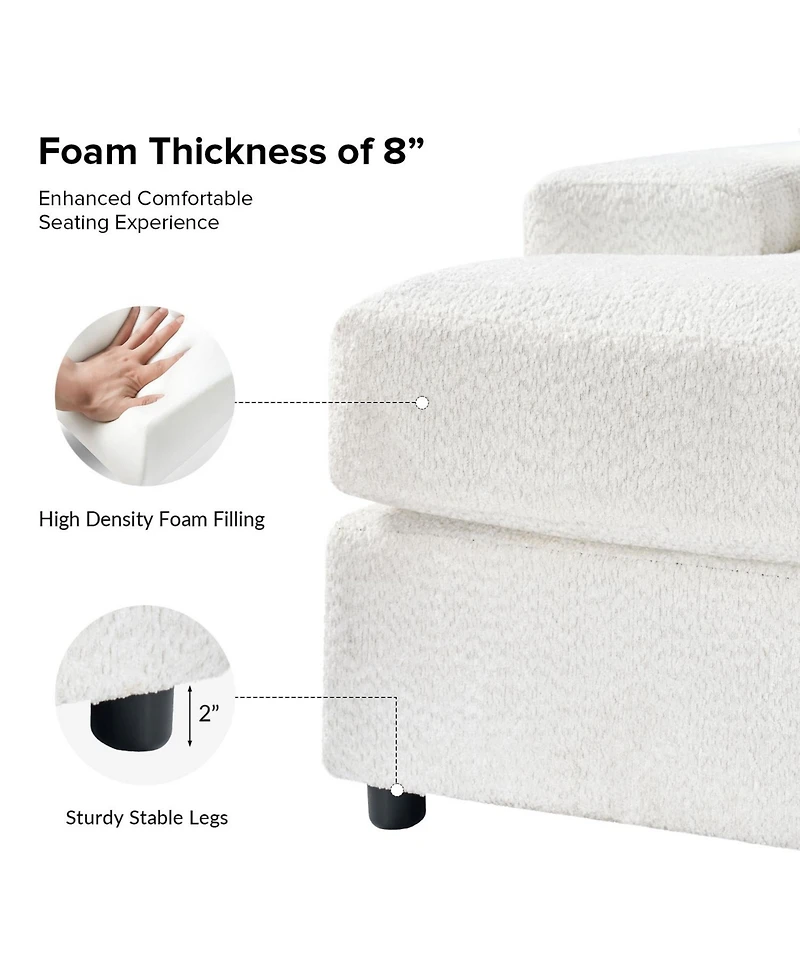 Hulala Home Tychon 87inch Upholstered Square Arm Deep Seating Sleeper Sofa
