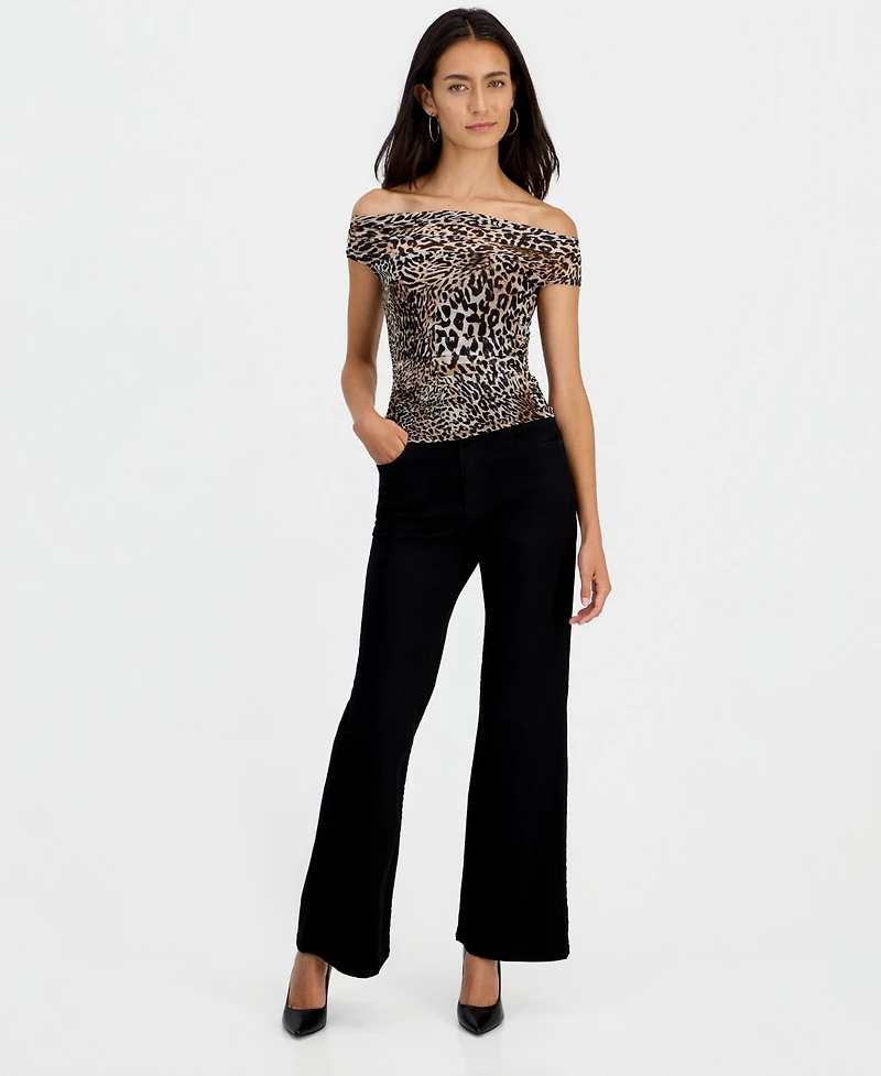 Guess Women's Zuri Leopard-Print Off-the-Shoulder Sleeveless Top
