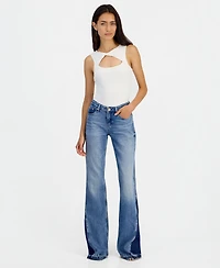 Guess Women's Beverly Contrast Panel Flare Jeans