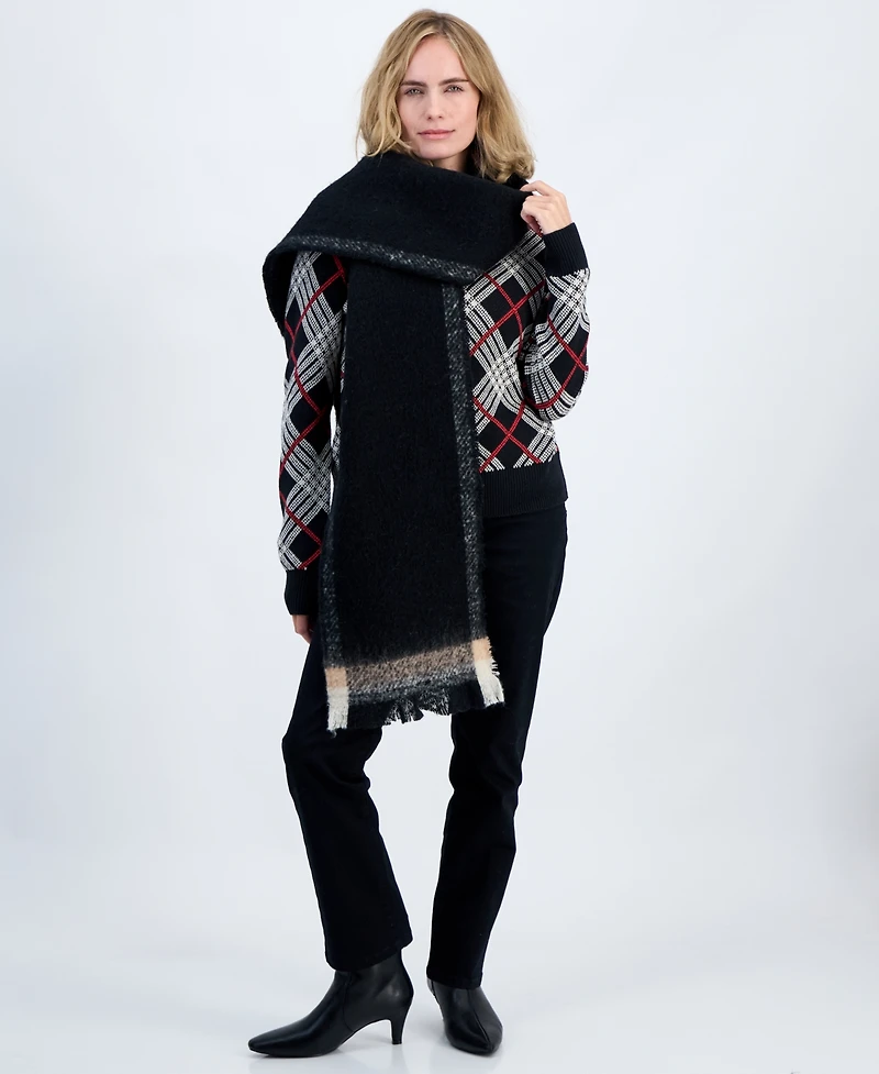 Style & Co Women's Bordered Blanket Wrap with Short Fringe, Macy's Exclusive