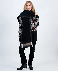 Style & Co Women's Bordered Blanket Wrap with Short Fringe, Macy's Exclusive