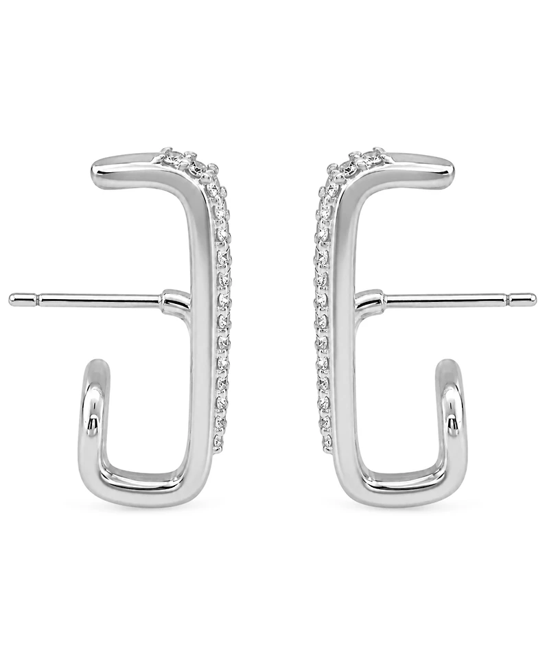 And Now This High Polished Clear Crystal Post Earring, Gold Plate and Silver Plate