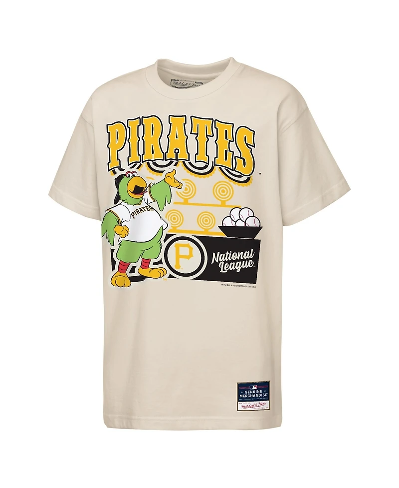 Mitchell & Ness Big Boys and Girls Cream Pittsburgh Pirates Step Back Up Mascot T-Shirt