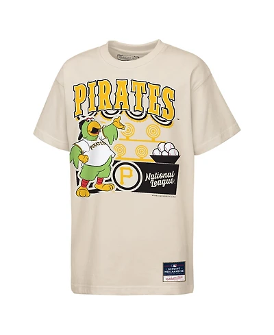 Mitchell & Ness Big Boys and Girls Cream Pittsburgh Pirates Step Back Up Mascot T-Shirt