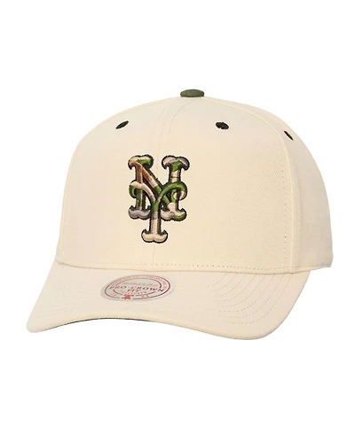 Mitchell & Ness Men's and Women's Cream New York Mets Camo Logo Pro Crown Snapback Hat