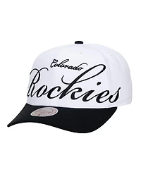 Mitchell & Ness Men's and Women's White/Black Colorado Rockies Xl Script Pro Crown Adjustable Hat