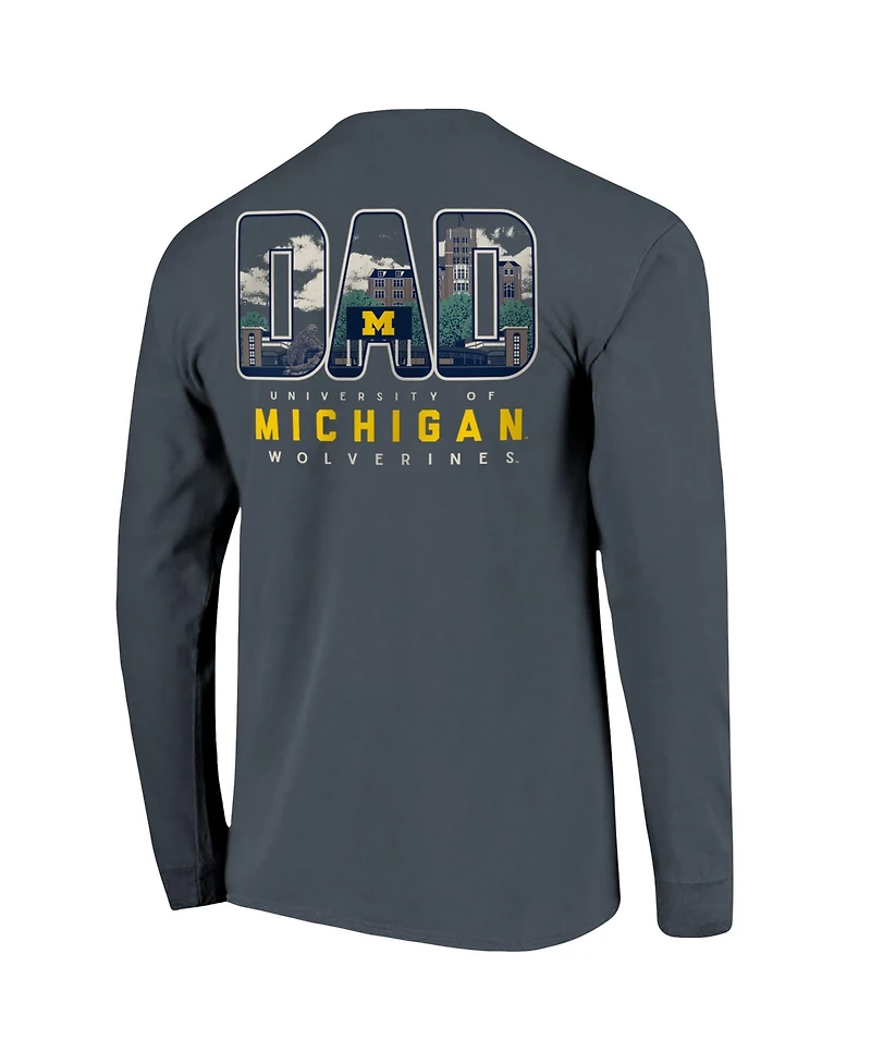 Image One Men's Navy Michigan Wolverines Father's Day Campus Drawing Long Sleeve T-Shirt