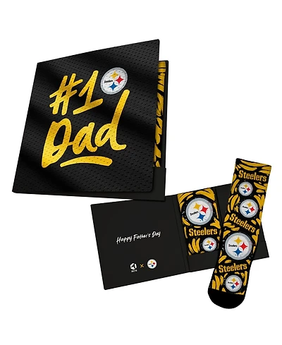 Rock Em Socks Men's and Women's Black Pittsburgh Steelers 1 Dad Gift Card Socks
