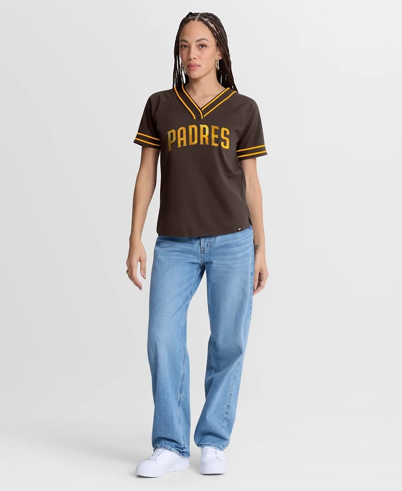 Fanatics Women's Brown San Diego Padres Diva Race Ahead Raglan V-Neck T-Shirt