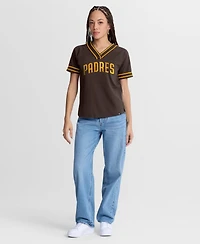 Fanatics Women's Brown San Diego Padres Diva Race Ahead Raglan V-Neck T-Shirt