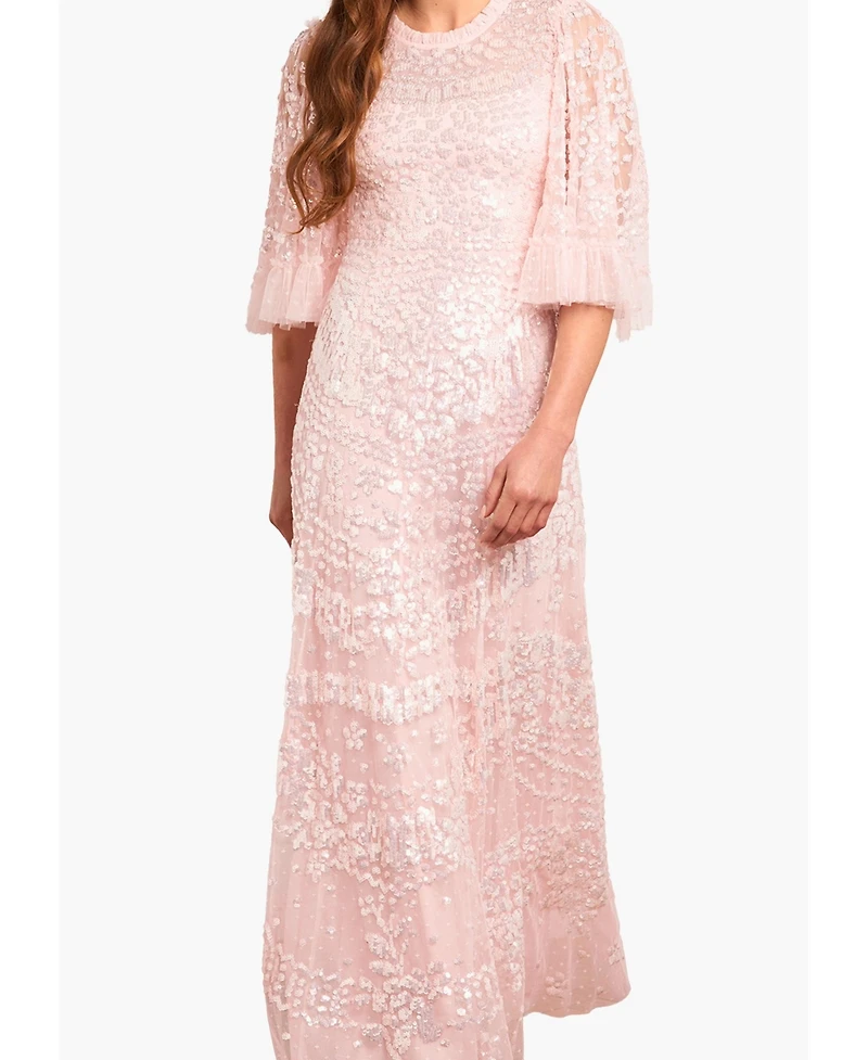 Needle & Thread Women's Anais Sequin 3/4 Sleeve Maxi Gown