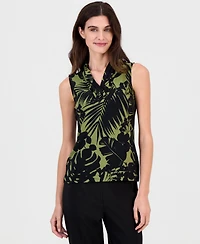 Anne Klein Women's Triple-Pleat V-Neck Sleeveless Top