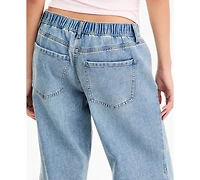 Vanilla Star Juniors' Wide-Leg Elastic Back Side Tie Jeans