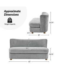 Hulala Home Pearce 63 Modern Upholstered Boucle Curved Loveseat Sofa.